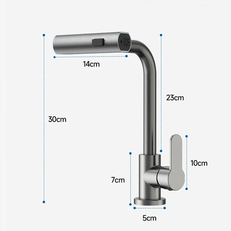 Torneira Cinza com Cabeça de Spray Rotativa NobleHous