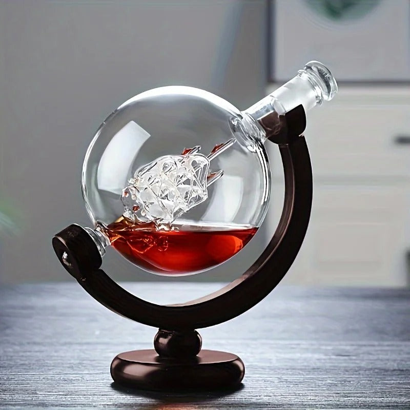 Conjunto de Decanter de Uísque Cristal em Forma de Globo NobleHous