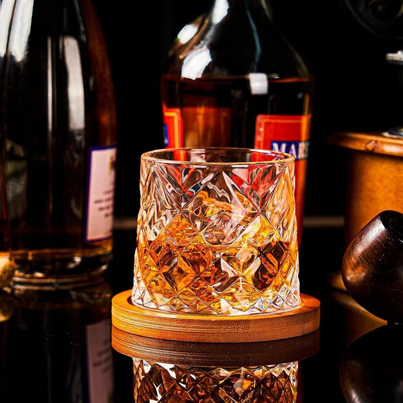 Copo de Whisky Rotativo com Base de Bambu NobleHous