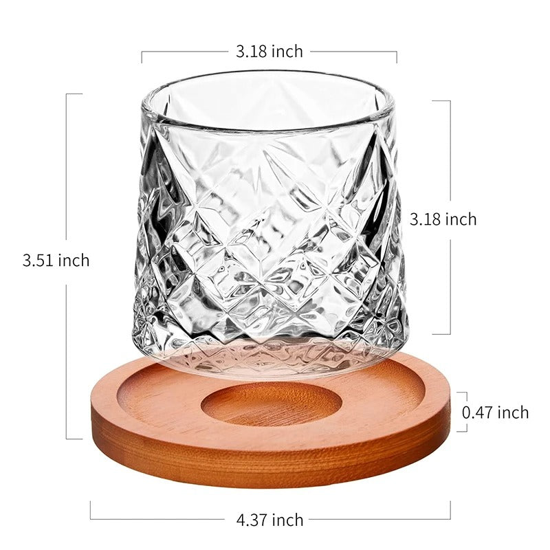 Copo de Whisky Rotativo com Base de Bambu NobleHous